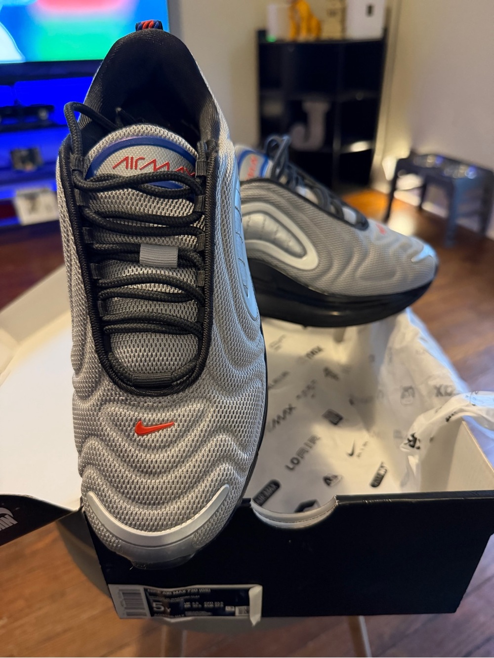Nike Men’s Air Max 720 — Gray with Black and Orange Accents